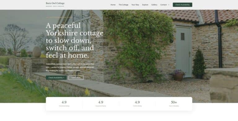 Barn Owl Holiday Cottage website by anr.design, North Yorkshire