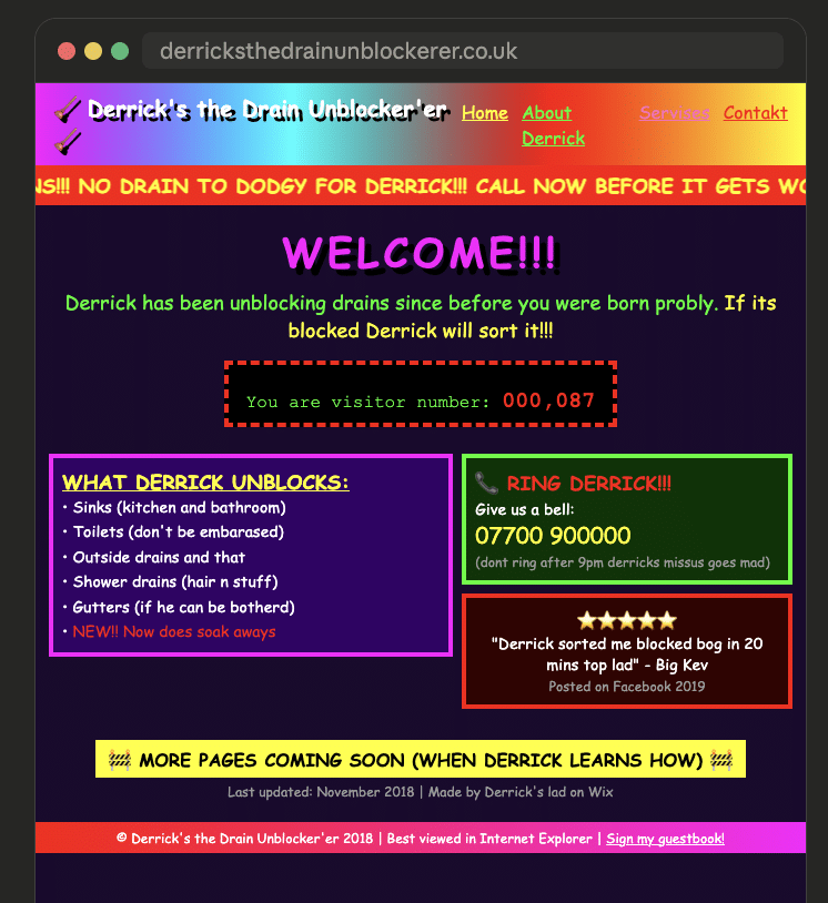 Example of a poorly designed website that confuses visitors